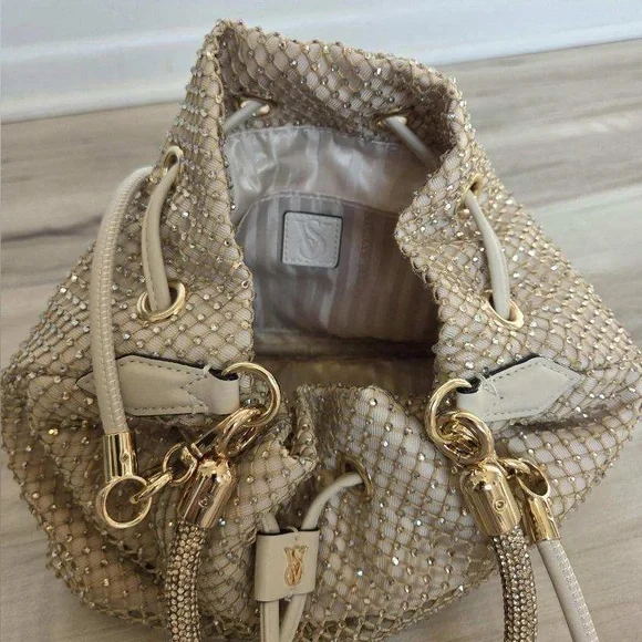 Victoria’s Secret Limited Edition Gold Mesh Rhinestone Bucket Crossbody - NWOT - Picture 5 of 9